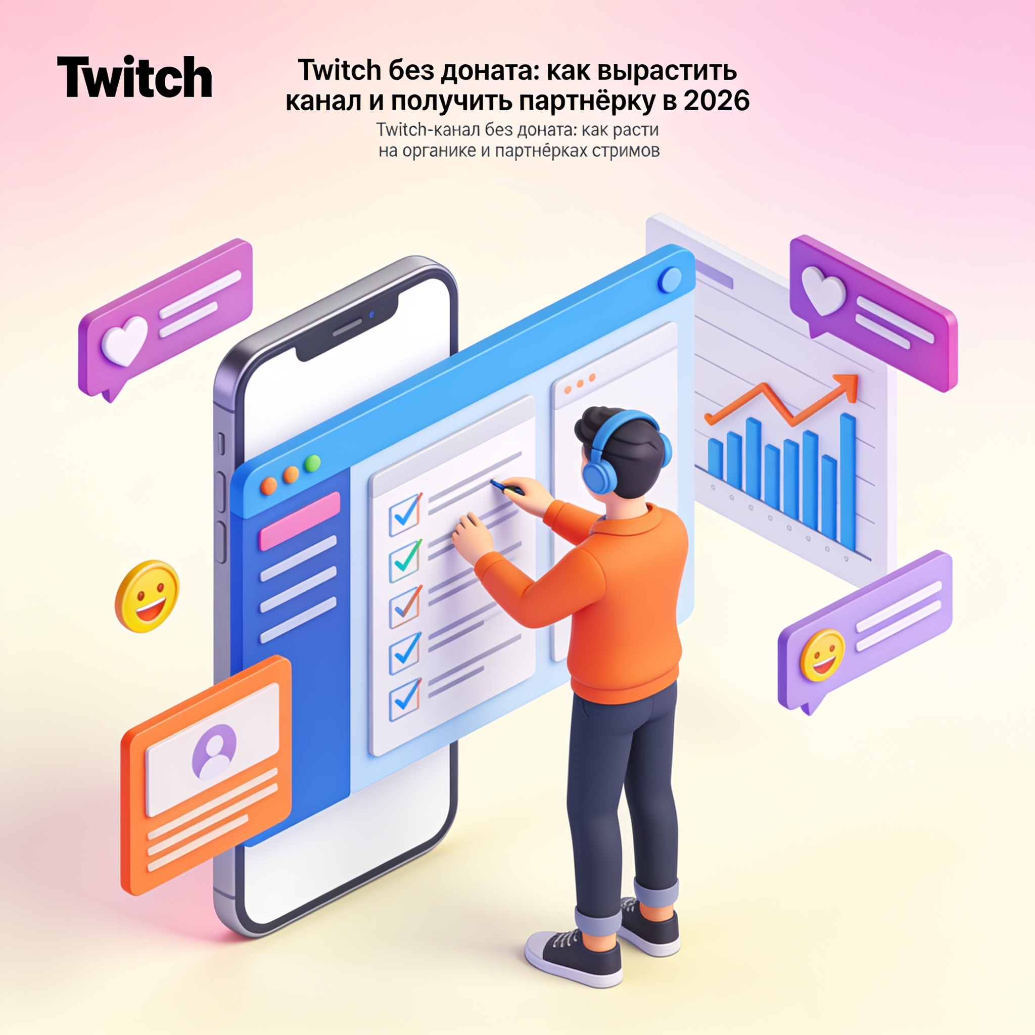 Twitch без доната: как вырастить канал и получить партнёрку в 2026