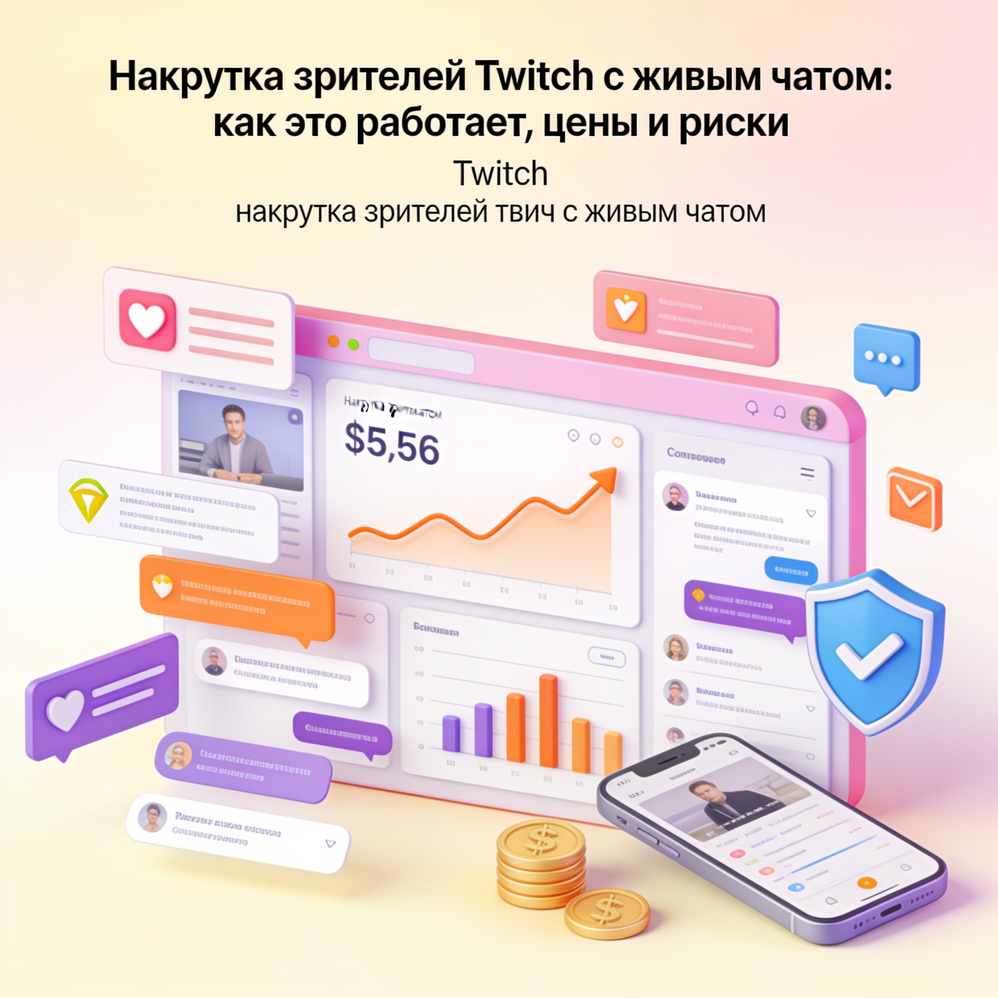 Накрутка зрителей Twitch с живым чатом: как это работает, цены и риски